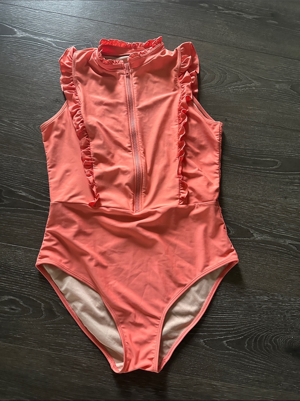 Mott50 Coral Pink Ruffle One-Piece Swimsuit
